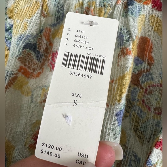 NWT BY ANTHROPOLOGIE SIZE S Twist Crop BLOUSE BALLOON SLEEVE BOHO floral - Picture 6 of 6